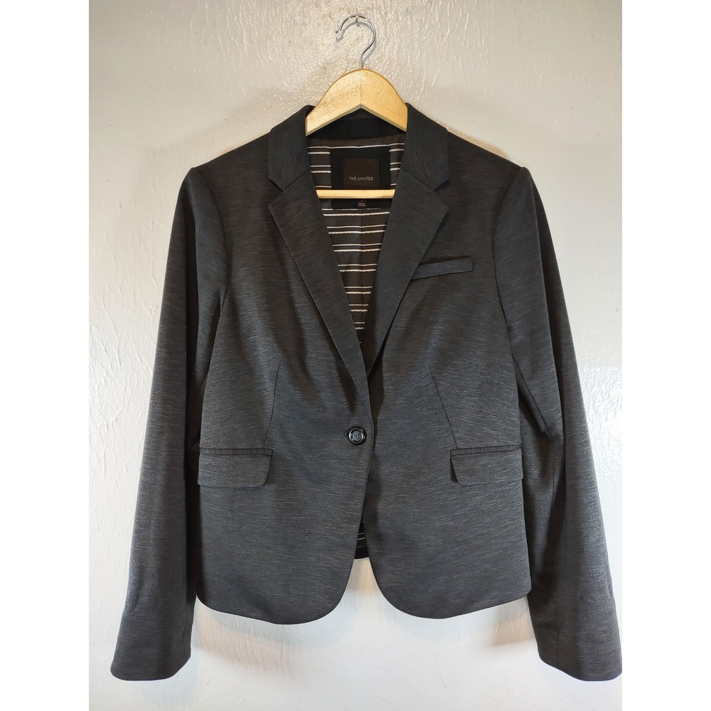 The Limited Charcoal One Button Women's Blazer Size Large Office Business Casual